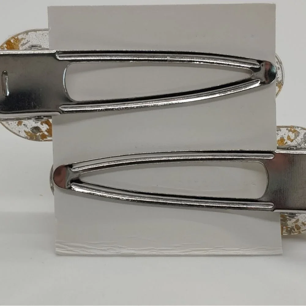 Barrettes Set of 2 Gold and Silver Flakes
